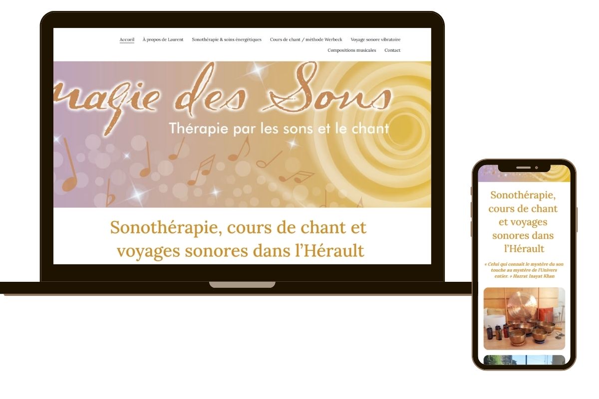 Maquette du site Magie des Sons accompagné et optimisé par JOMP