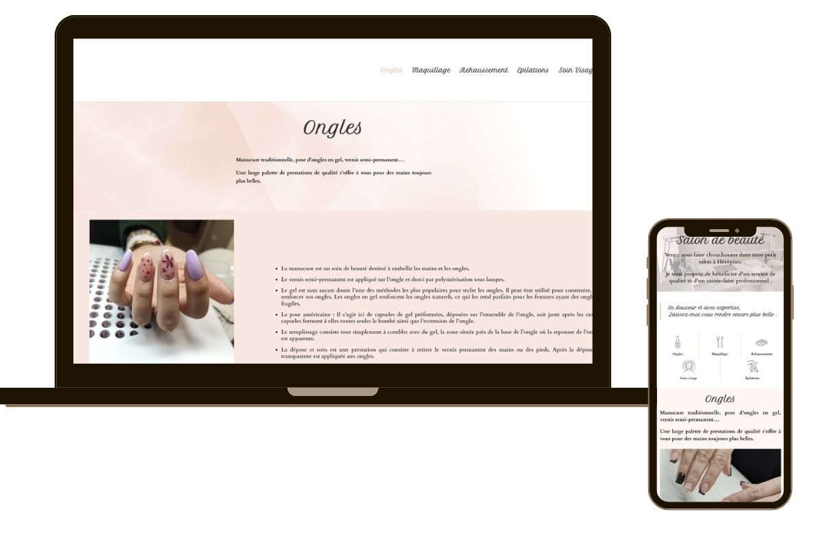 Maquette ordinateur et mobile du site Joly Beauty créé par JOMP